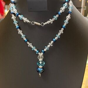 Chic AB Crystal Blue and Silver Necklace